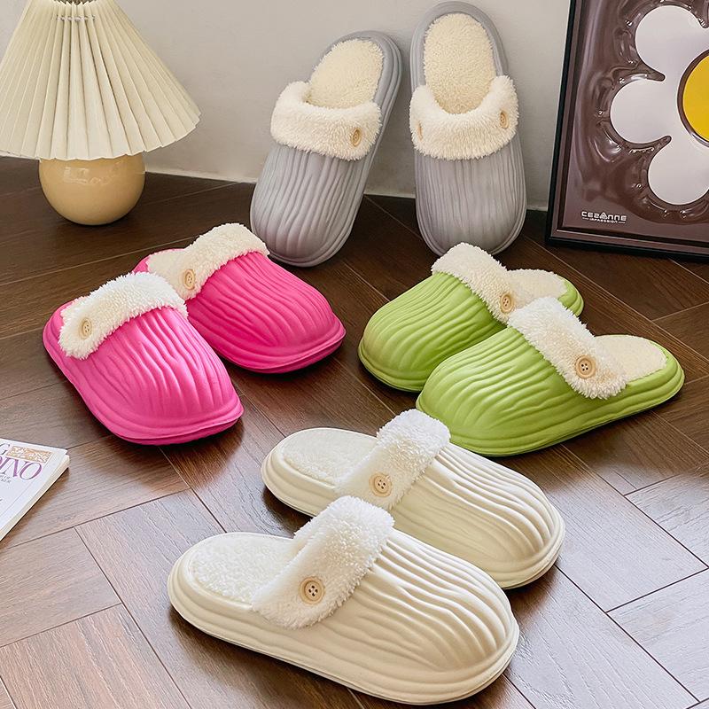 New Autumn and Winter Cotton Slippers Household Indoor Warmth Shoes Detachable Velvet and Anti slip Home Cotton Shoes