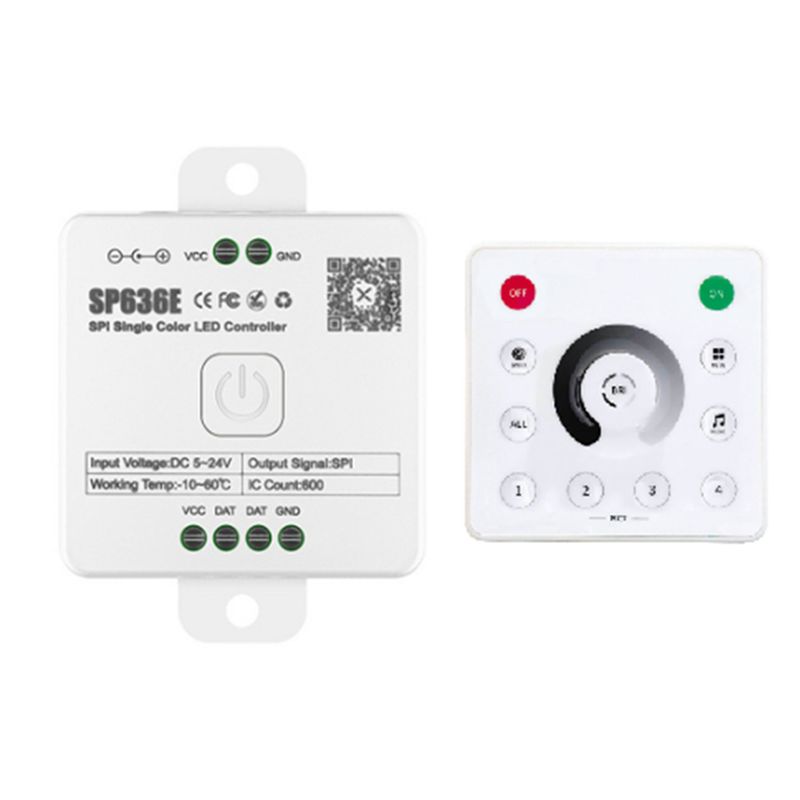 

Fresh AND-SP636E SPI DC5-24V Monochrome Controller With AND-RC1 Remote Control Support 2.4G Touch Remote Control білий