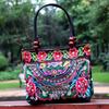 Ethnic Style Double-Sided Embroidery Lace Wooden Beads Vintage Canvas Women's Tote Handbag - Unique Retro Design for Stylish Ladies