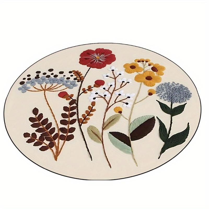 

1pc Floral Round Rug - Bright floral pattern, lightweight washable polyester, perfect for living room, dining table, bedroom 100x100cm