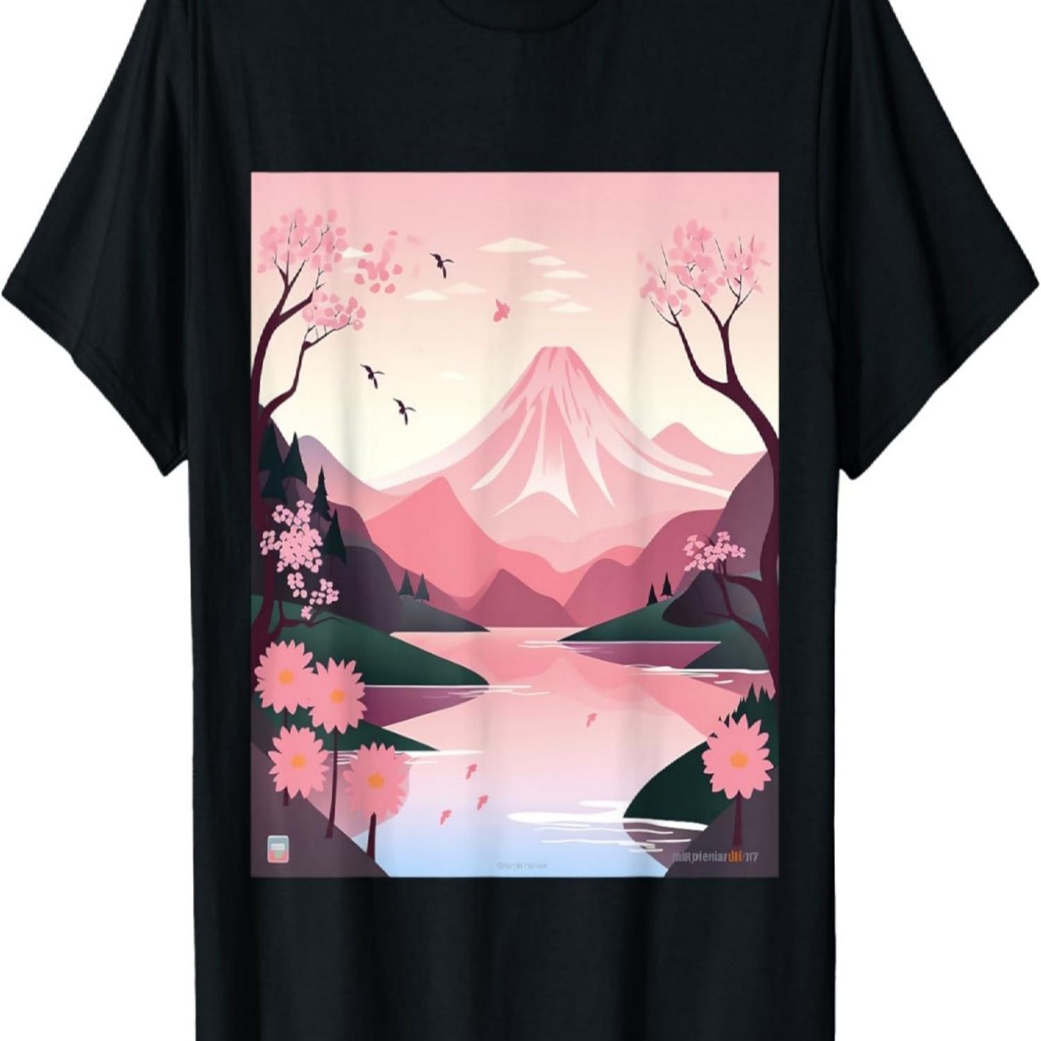 Pastel Dreams Unfold Tranquil Symphony with Cherry Blossoms T-Shirt(6) S