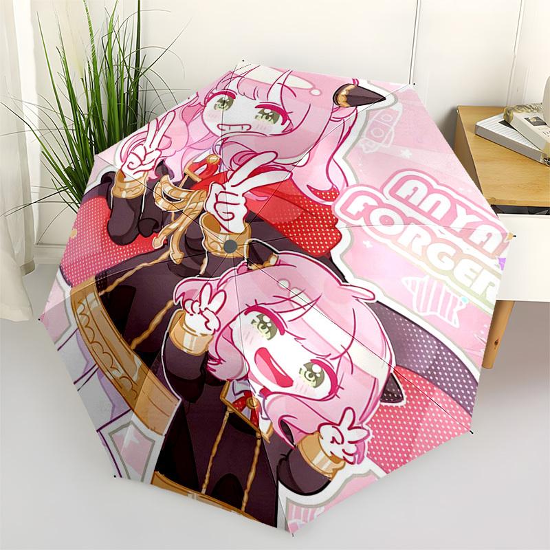 1pc Anya Forger Anime Character Umbrella - Automatic Opening with Foldable Design, Iron Frame, Outdoor Use, Festival Gift for Fans, Travelers, Daily U