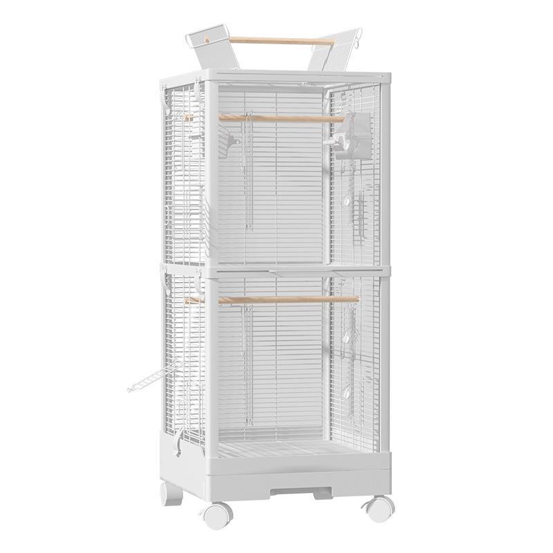 Doppelschichtiger Transparenter Vogelkäfig für Nymphensittiche und Papageien - Groß, Luxuriös, Horizontaler Drahtdesign