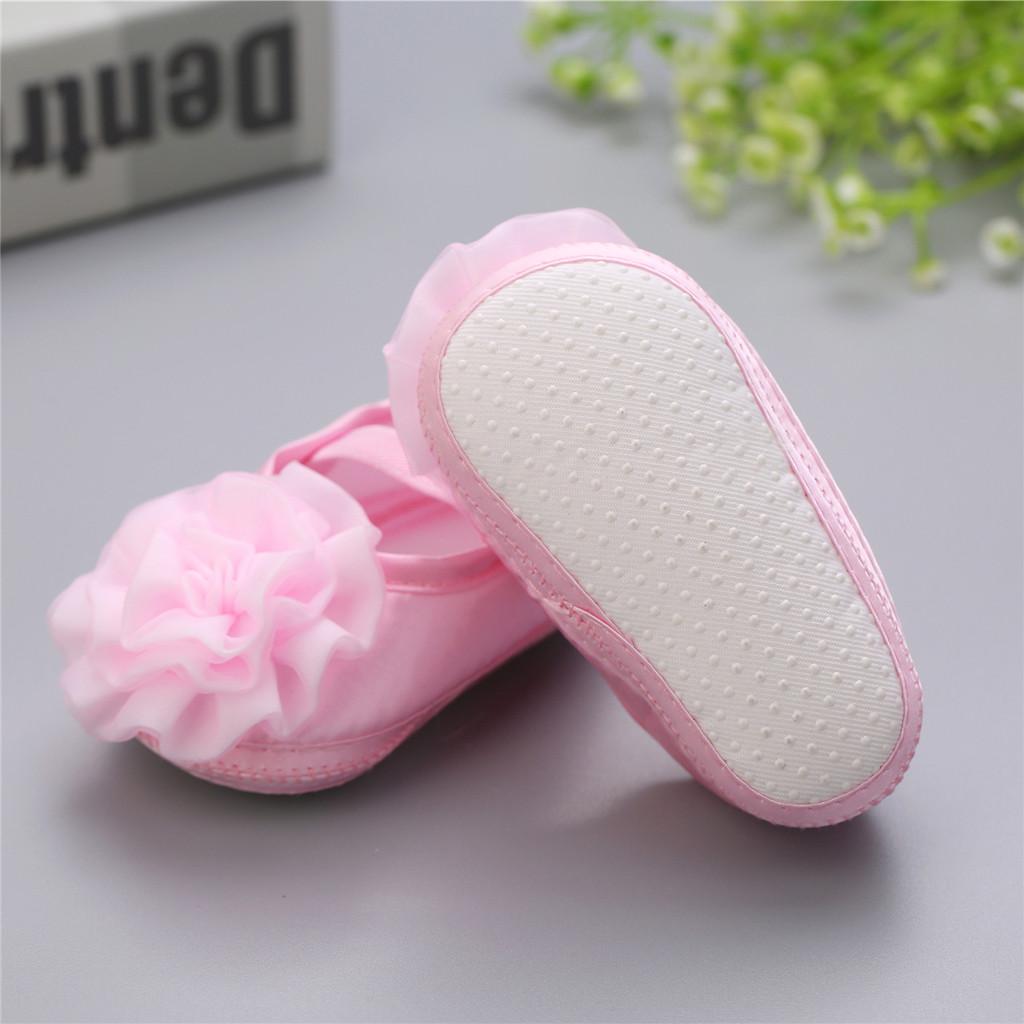 Newborn Baby Girls 1PC Hair Belt + Flowers Applique Soft Sole Single Shoes