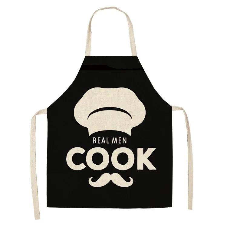 Letter Alphabet Kitchen Aprons for Women Cotton Linen Bibs Household Cleaning Pinafore Home Cooking Apron Delantal