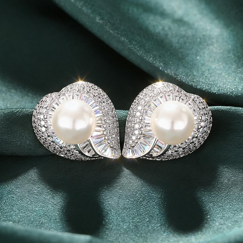 Xiaomi Huitan Fancy Imitation Pearl Women Stud Earrings with Brilliant CZ Stylish Wedding Elegant Accessories for Lady Trendy Jewelry