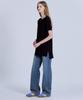 BASIC HOUSE Women'S Cotton Single Layered Long Short Sleeve T-Shirt Black Lats0216