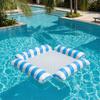 Flotador Inflable para Piscina Rayado 4 Tubos Hamaca de Agua con Malla Silla Lounge Flotante Plegable Esenciales para Fiesta en Piscina de Verano Playa Lago