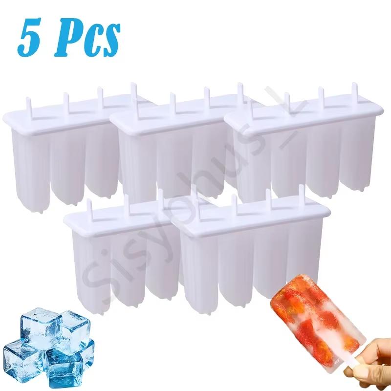 4-Link Old Popsicle Mold With Lid Reusable Children's Creative Popsicle Mold Homemade Mung Bean Popsicle Ice Cream Frozen Molds