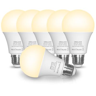 ORALUCE LED-Lampen, E26-Sockel, 9W, 900lm, 60W Äquivalent, Hohe Helligkeit, Warmweiß, 3000K, Breite Lichtverteilung, Hohe Farbwiedergabe, Energie
