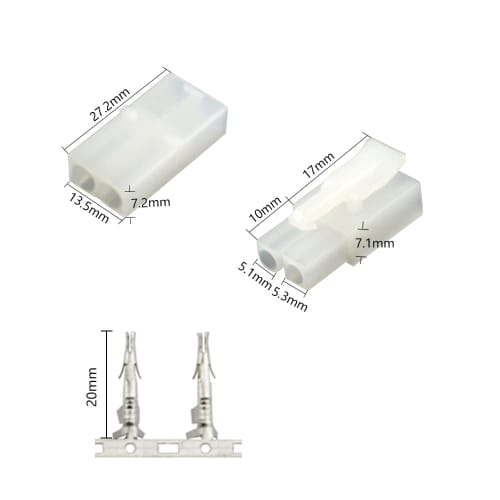 WMYCONGCONG 30 Pairs of Male and Female Connectors with Pins for Large Tamiya Connectors, Plugs, Silver Large Battery, Tweezers Kit, Type A