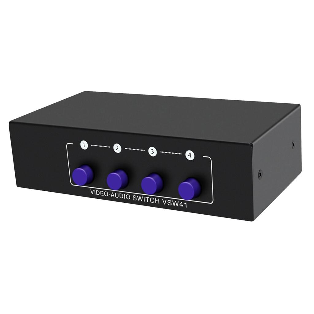 4 Way AV Switch ,RCA Switcher, Multifunctional ,Premium in 1 Out Video Audio Switcher