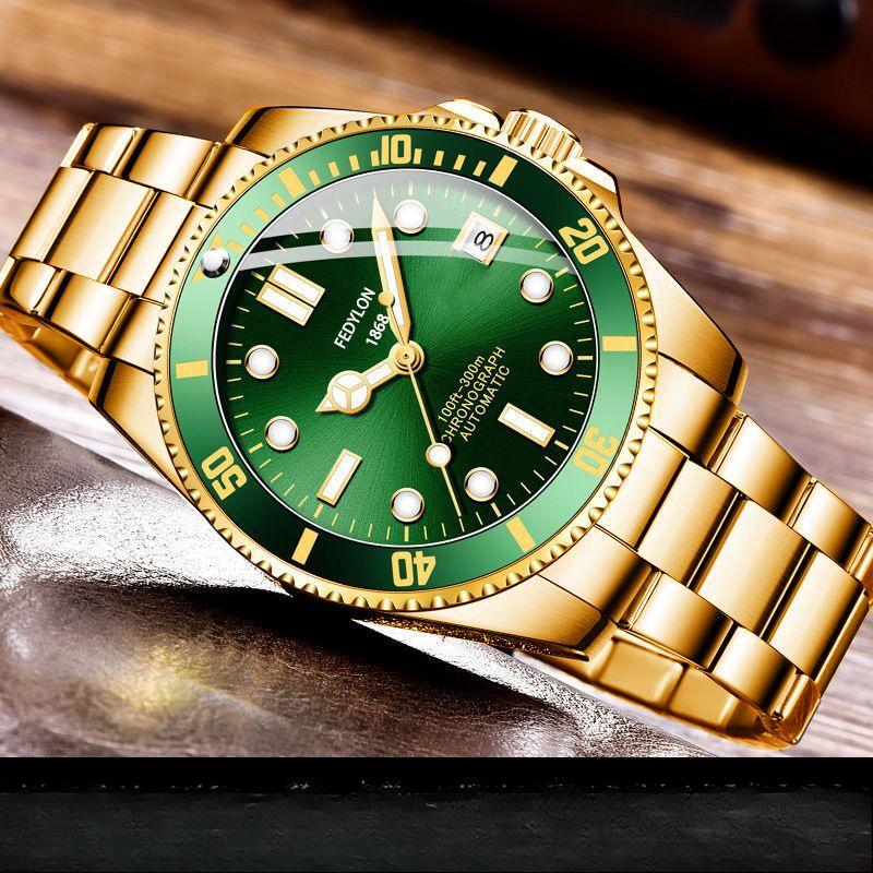 New Green Water Monster Water Ghost Watch Men's Fully Automatic Non-Mechanical Men's Watch Waterproof Calendar Trendy Luminous