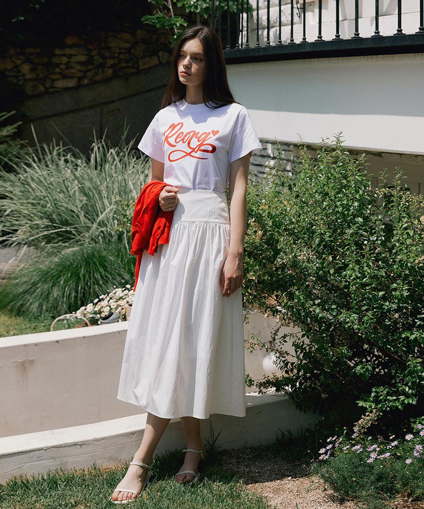 Riorg Fra Tiered Cotton Flare Long Skirt White