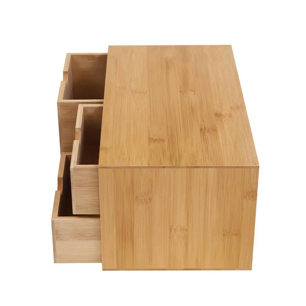 Bamboo Desk Drawer Organizer Tabletop Storage Cabinet Corner Desk Organizer W/3 Drawers for Home Office Supplies,33*19*16cm
