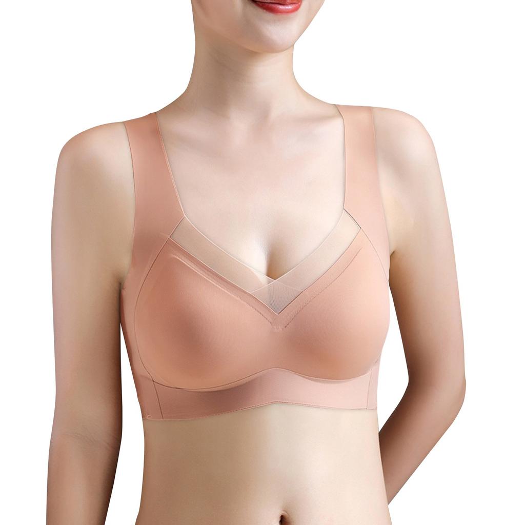 Seamless Underwear Women's Thin Large Size Bra Beautiful Vest  One-piece Fixed Cup Push-up Bra