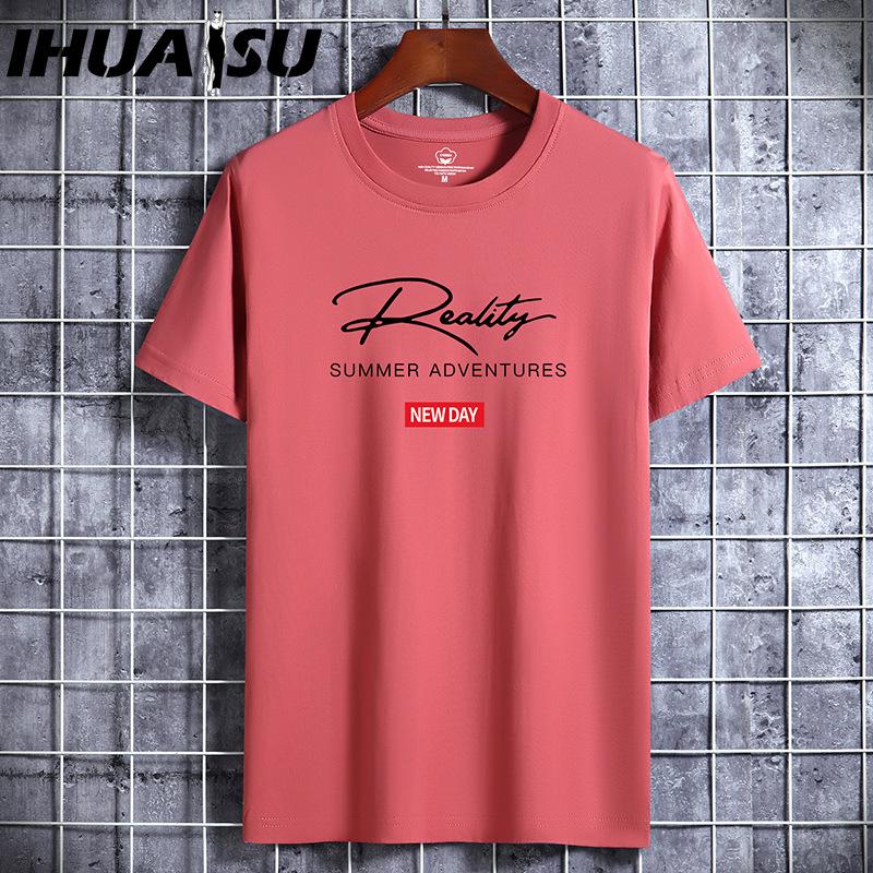 IHUASU Cotton Short Sleeve T-shirt Men's Fashion Loose Half Sleeve Shirt Printed Compassionate Shirt