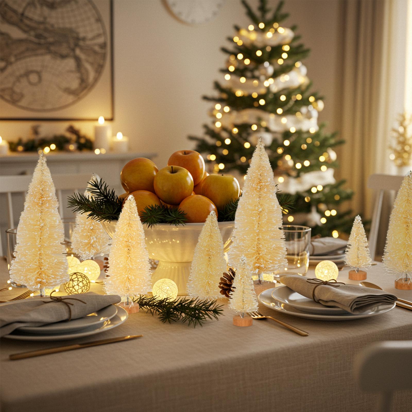 

OurWarm 8 шт. Мини-рождественские елки, Маленькая рождественская елка для настольного рождественского декора, Деревенские поделки, Зимние праздничные настольные украшения 5.3in