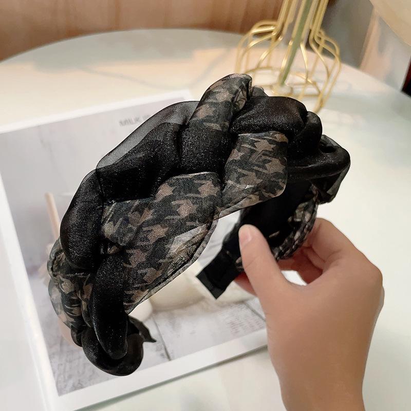 

Широкая плетеная повязка на голову из органзы с росписью тушью - высококачественный сетчатый дизайн в стиле феи для женщин