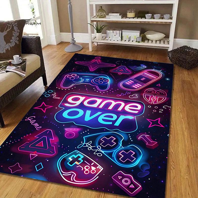 1 Stück 'Game Over'-Aufdruck, Design Teppich - Weich, Rutschfest und Langlebig für Gaming-Zimmer, Schlafzimmer, Wohnzimmer