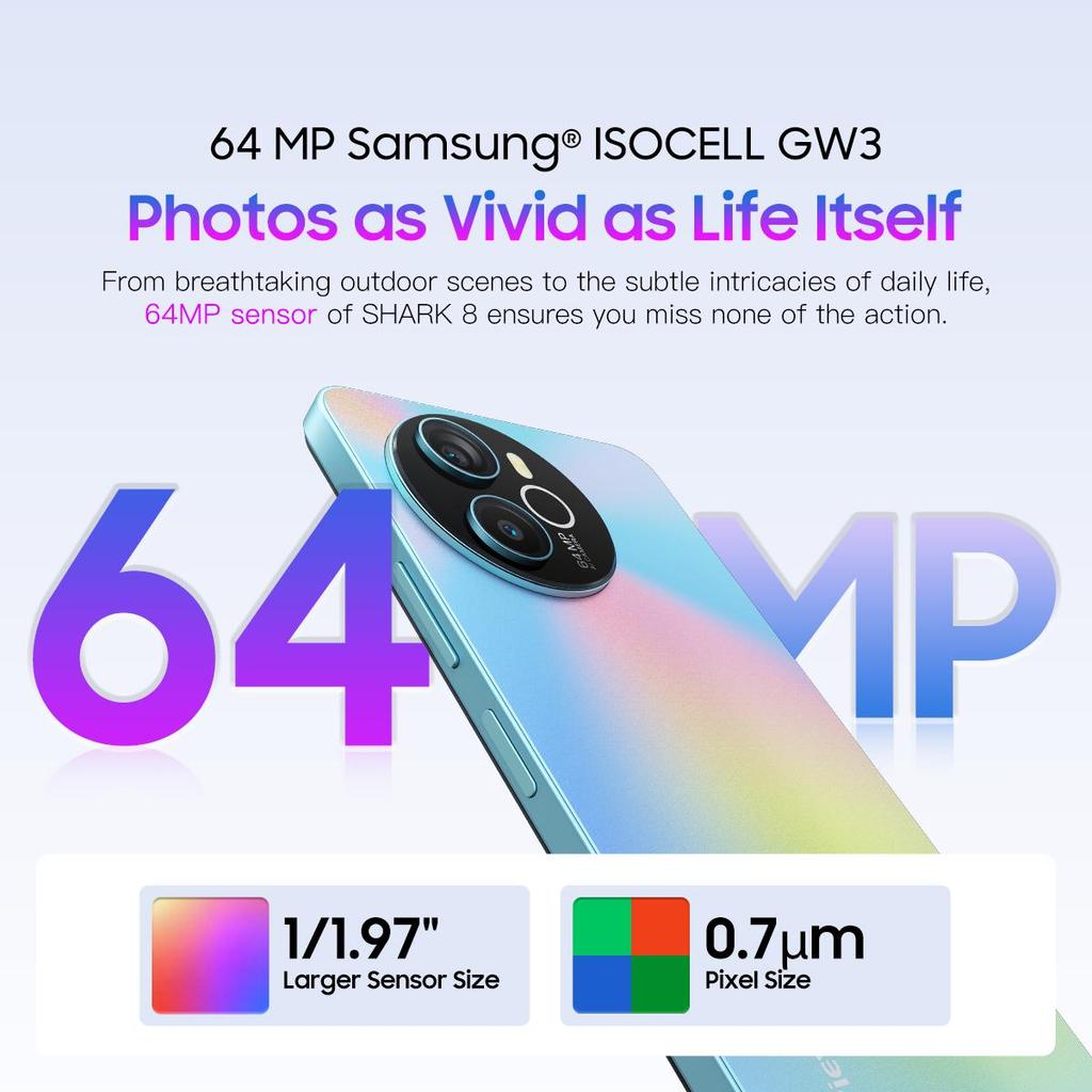 Refurbished Blackview SHARK 8 Smartphone Android13 G99 Mobiltelefon 6,78'' 120Hz 2,4K Display 16GB 256GB 64MP Handy