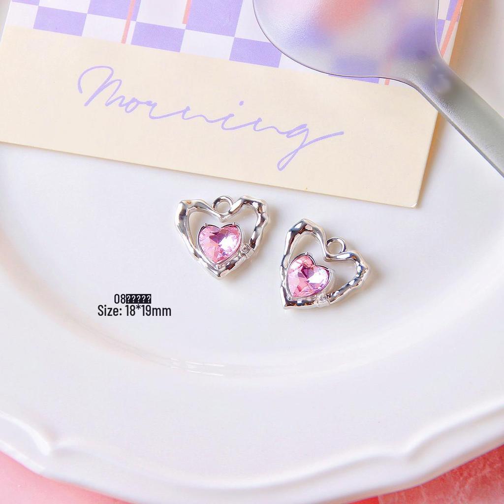 Silver Heart Moon Bow Pendant for DIY Jewelry