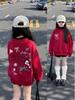 2025 Zodiac Year Girls' Velvet Hoodie: Winter Cartoon Print, Stylish Round Neck for Medium & Large Kids