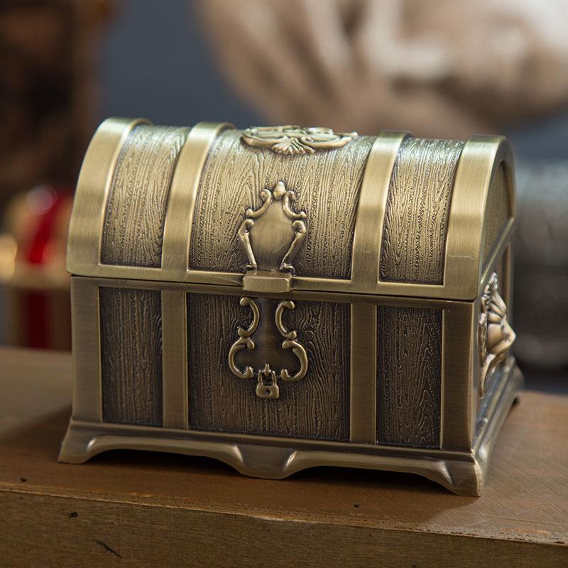 Medium European-Style Tin Pirate Treasure Chest for Jewelry or Wedding Gift