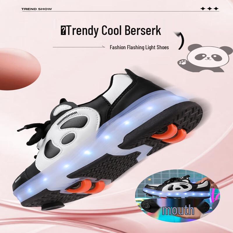 Bo Zong Luminous Cartoon Four-Wheel Skate Shoes 35