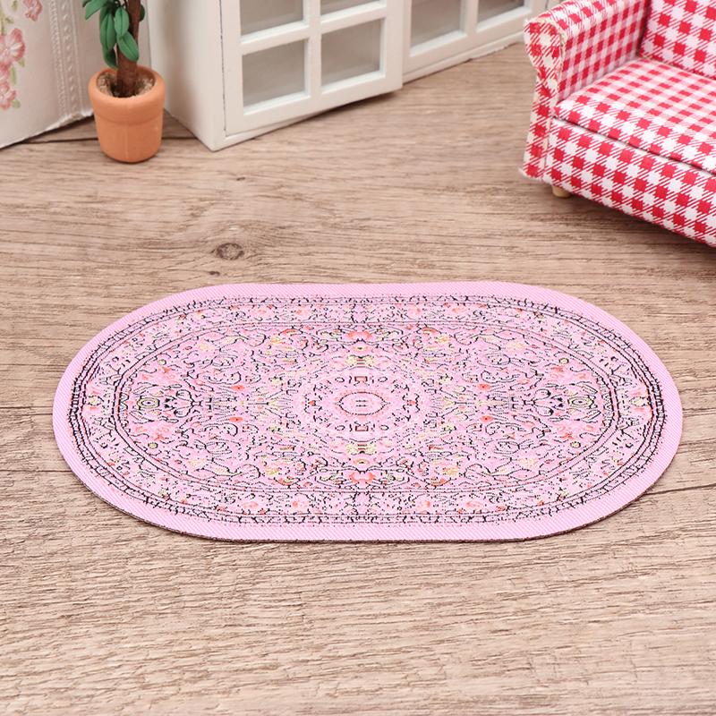 1:12 Puppenhaus Miniatur runder Bodenteppich, ovaler Teppich, Bodenmatte, Modell, Schlafzimmer, Wohnzimmer, Dekor, Spielzeug, Puppenhauszubehör