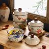 Chinese Retro Ceramic Single-Serve Stew and Soup Pot with Lid