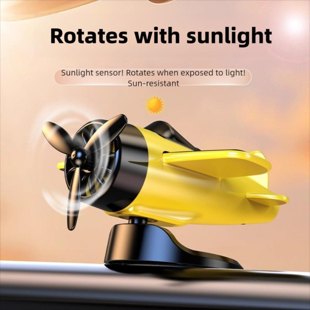 Creative Car Solar Airplane Ornaments 360° Rotary Solar Powered Aircraft Ornaments  Woman Man