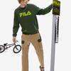 Fila Fusion Letter Academy Big Logo Loose Fit Crewneck Knit Sweatshirt Men sweatshirt Plant-Green T11M231204FDG