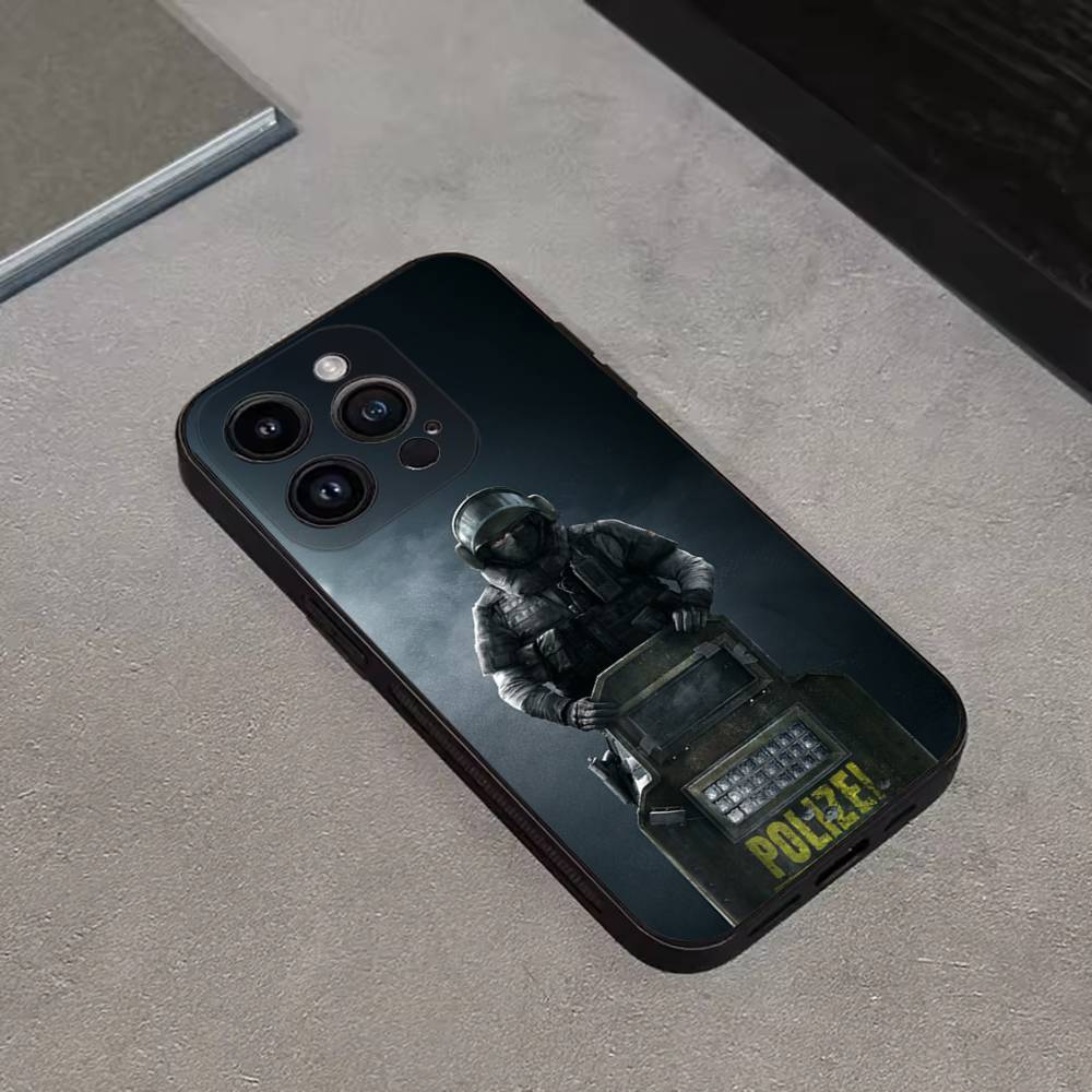 Rainbow S-Six S-Siege Phone Case For iPhone 16,15,14,13,12,11 Plus,Pro Max,XS,X,XR,SE,Mini,8,7,Soft Silicone Black Cover