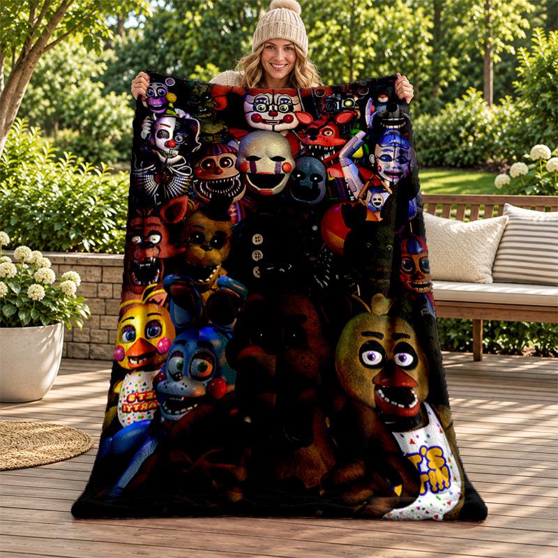 Five Nights At Freddy Blanket Flannel Blanket Soft Cozy Plush Throw for Sofa Bed Lightweight Home Decoration Gifts for Christmas Various Holidays