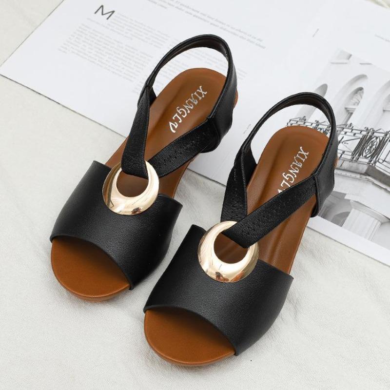 Fashion Size 36-42 Women Summer Sandals Mid Heels Wedges Shoes Woman Vintage Gladiator office Lady Sandals Sandalias Party Beach Shoes