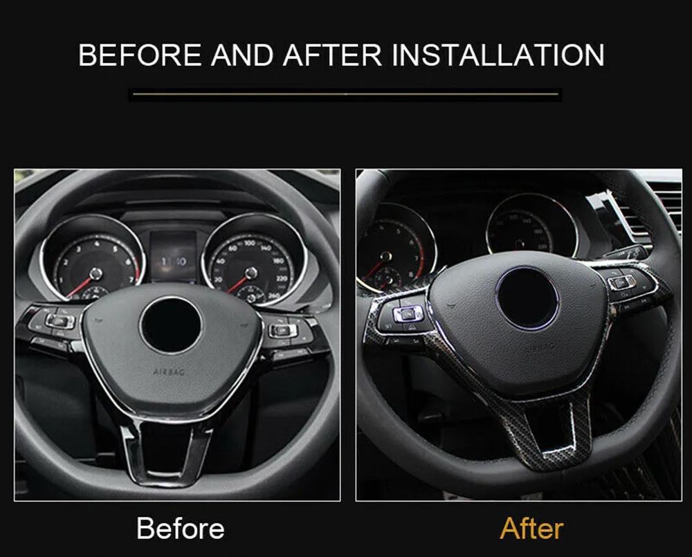 For Volkswagen VW Tiguan MK2 Golf 7 Polo T-Cross T-Roc Jetta 2017-2019 Car Steering Wheel Panel Trim Button Cover Frame Decor