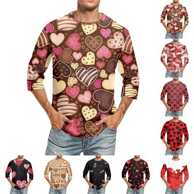 Men's Round Neck Seven Quarter Sleeve Top T-shirt, Men's Casual Loose Seven Quarter Sleeve