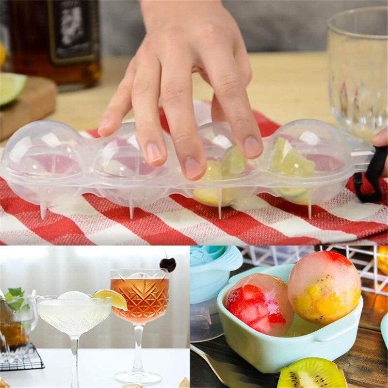 1 Stück 4-Loch PP Transparent Küche Eisbox Eiscreme Maker Werkzeug Würfelmacher Runde Eishockeyball Eisform Eis am Stiel Artikel