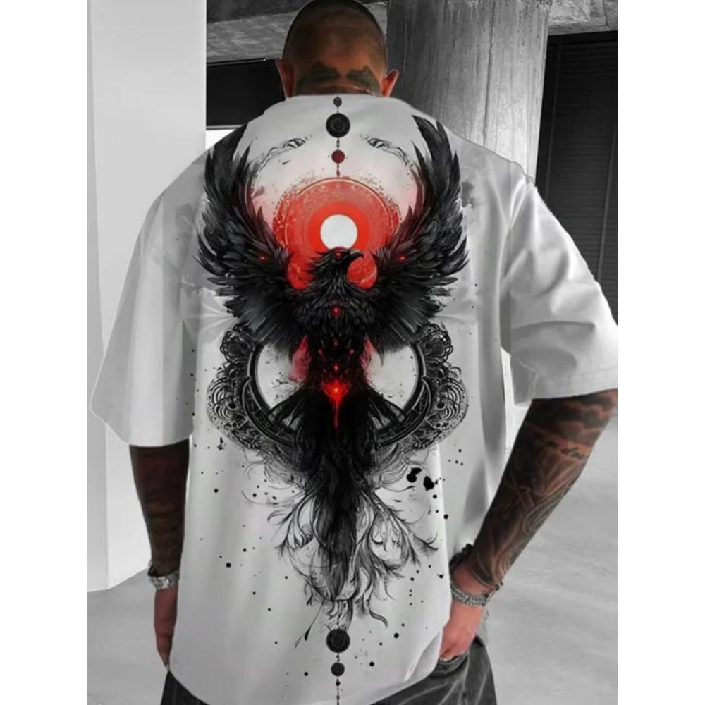 Men's printed T-shirt round neck summer fashion animated pattern T-shirt