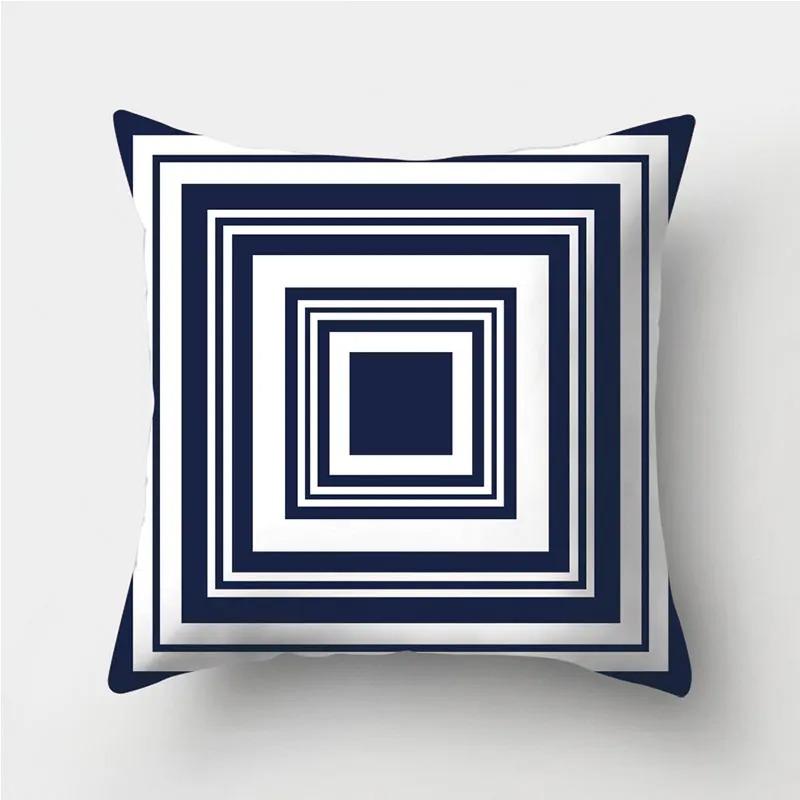 Dark Blue Geometric Pattern Decorative Pillowcase Bedding Home Decoration Cushion Pillowcase