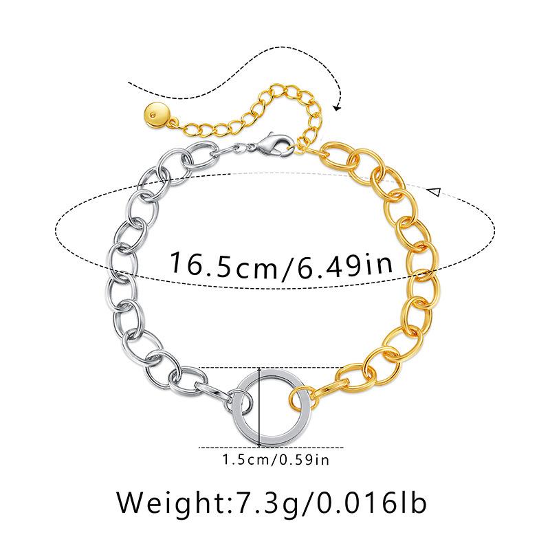 K Gold Plated Neutral Color Block Simple Versatile Circle Bracelet