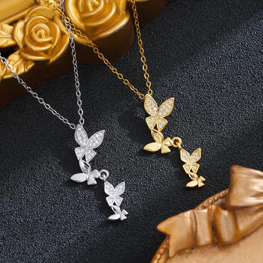 Butterfly Tassel Diamond Necklace: Chic & Luxurious Titanium Steel Jewelry for Women