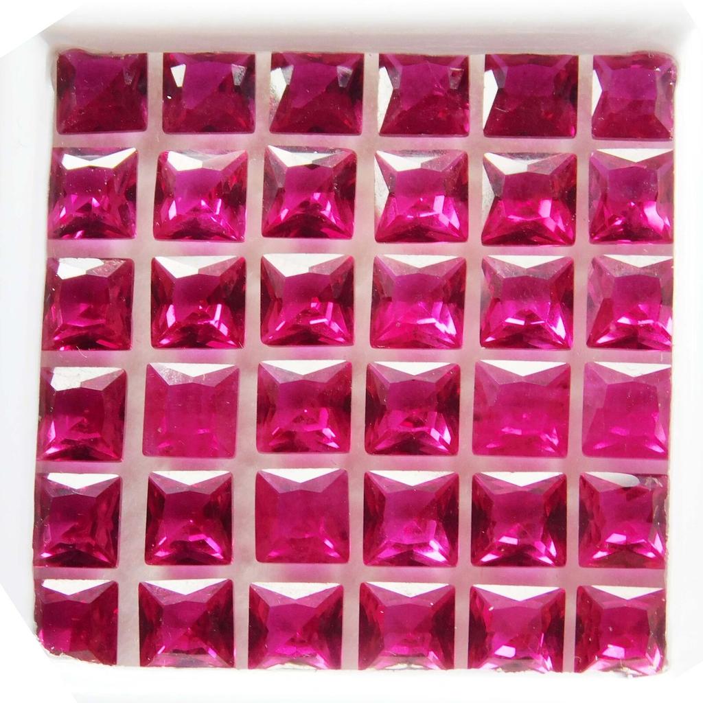 NATURAL Red RUBY Loose Gemstone 24 PCS Square Shape Lot