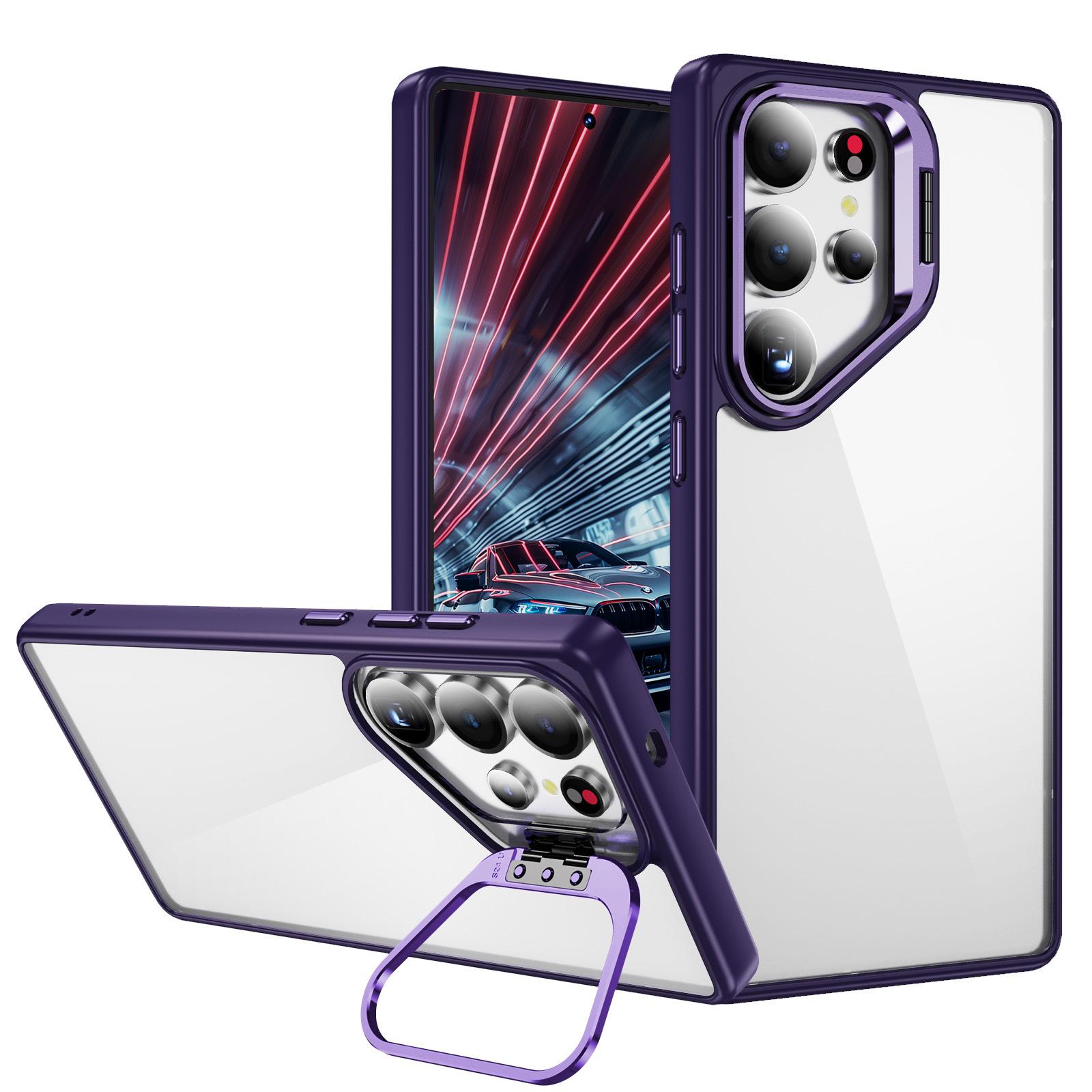 

Прозрачный чехол для телефона Samsung S25u, защитный чехол для телефона, чехол для телефона с невидимой подставкой и текстурой голого металла S24 5G