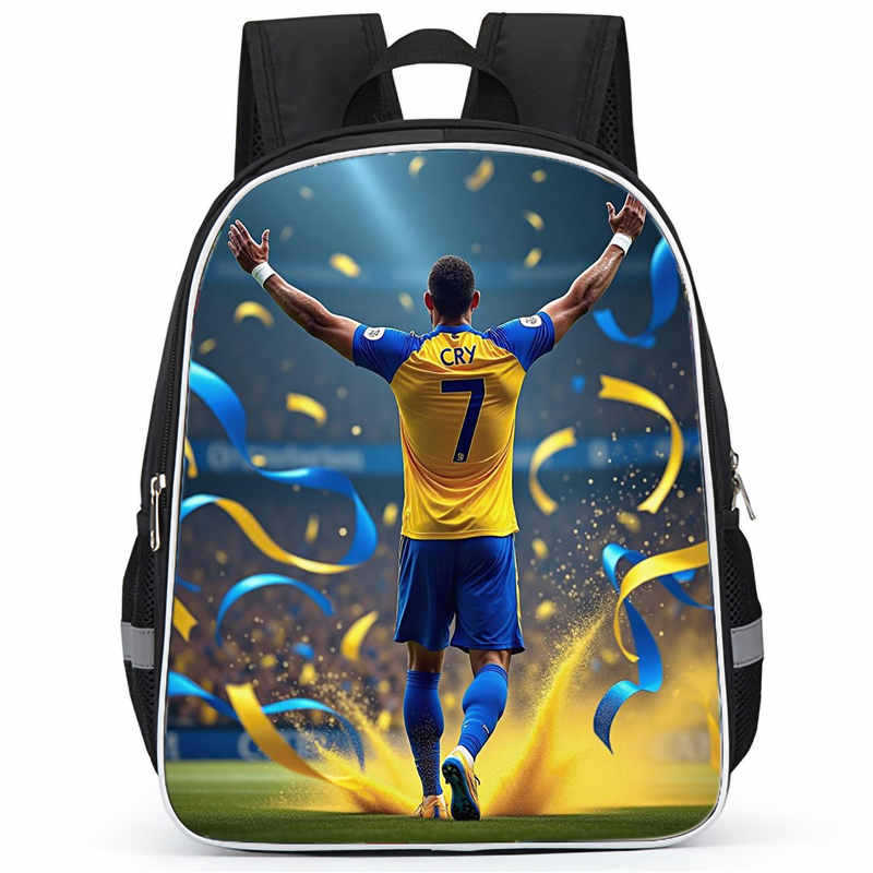 Cr7 Rucksack Hochauflösender Druck Große Kapazität Multifunktion Reißverschluss Oxford Rückenschutz Leichter Rucksack