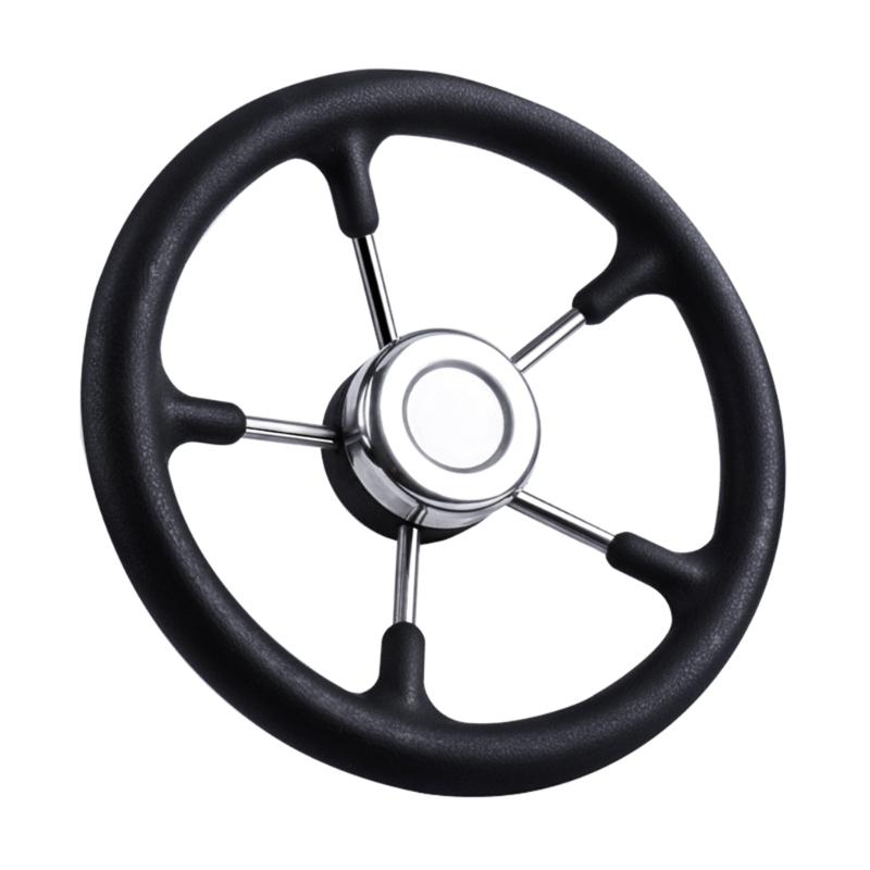 13" Diameter Stainless Steel Steering Wheel 5 Spoke Design For Recreational Boats And Professional Ships