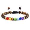 Multicolor Volcanic Lava Stone and Turquoise Tiger Eye Bead Yoga Bracelet