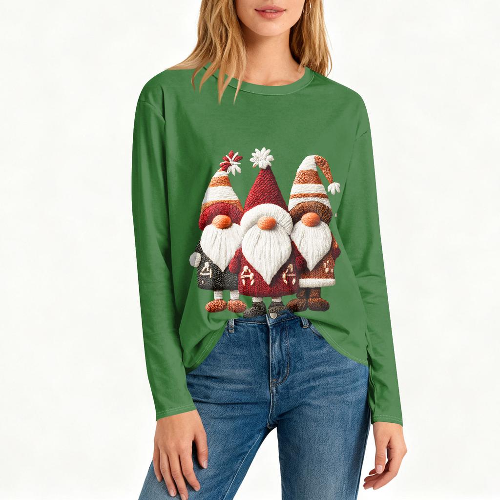 Women's Loose Comfortable Casual Fashion Round Neck Christmas Print Long Sleeve Hoodie