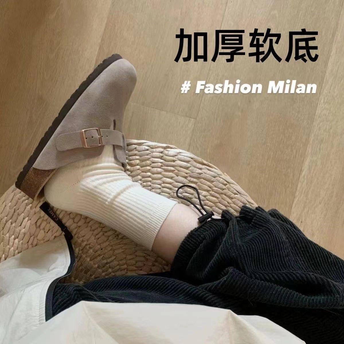 

One-pedal bag head slippers children 2025 new thick-soled versatile Korean version of Boken shoes women s half-drag women s spring large size 35